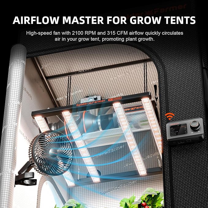 Spider Farmer G3000 Grow Tent Kit Complete 3x3x6ft, 300W Dimmable Bar Style LED Grow Lights 36"x36"x70" Tent Kit 4" Ventilation System with GGS Controller