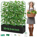 U-Shape Cucumber Trellis with Grow Bag, 64" Tall Metal Garden Trellis for Climbing Plants Outdoor, Reusable Cucumber Trellis for Raised Bed with Garden Netting for Tomatoes, Peas, Plant Vines Support