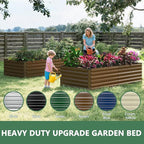 FOOWIN 4pcs 8x4x2ft Galvanized Raised Garden Bed, Planter Raised Garden Boxes Outdoor, Large Metal Raised Beds for Gardening, Garden Bed for Vegetables, Flowers, Herb,478 Gallon Capacity, Brown