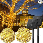 Solar String Lights Outdoor Waterproof, 2 Pack Total 144FT 400 LED Solar Powered String Light with 8 Lighting Modes, Waterproof Patio Lights, Christmas Outdoor Lights for Outside Tree, Warm White