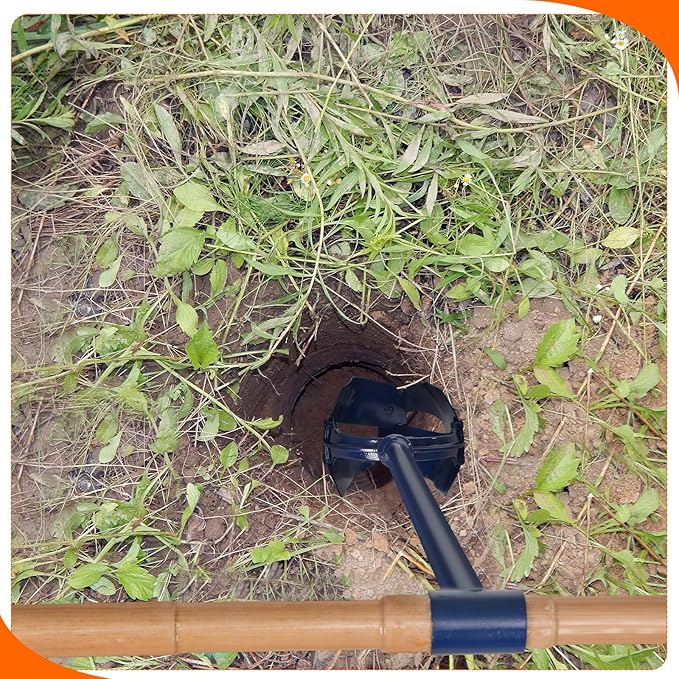 Hand Auger Post Hole Digger 6"x 46" with Non-Slip Hardwood T Handle Adjustable Industrial Auger Large Garden Auger Drill for Fence Post Installation Planting Trees Digging