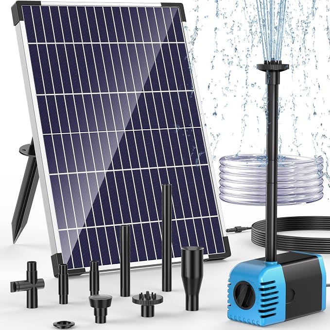 POPOSOAP Solar Water Pump, 12W Solar Fountain Pump 160GPH Flow Adjustable Solar Powered Pond Pump with Dry-Run Protection for Fish Pond, Wildlife Garden, Ponds, Waterfall, Hydroponics P112L