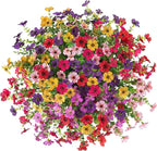 HyeFlora Artificial Faux Hanging Flowers Plants Basket for Outdoor Outside Decoration, Fake Silk Colorful Daisy in Planter for Porch Patio Garden Yard Home