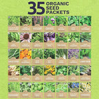 Organic Herb Seeds Variety Pack - 35 Individual Packs - 2026 Season - Basil, Cilantro, Dill, Thyme, Parsley and More! for Indoor & Outdoor Planting (Non-GMO, Certified Organic)