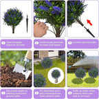 21.6 Inch Artificial Lavender Boxwood Topiary Ball Trees, Set of 4 Fake Shrub Bushes with Ground Spike, UV Resistant Faux Greenery Outdoor Plants for Garden, Patio, Porch, Yard & Indoor Decor