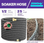 25FT 1/2" Water-Saving Soaker Hose with Solid Brass Connectors, Drip Irrigation Kit for Lawn & Yard