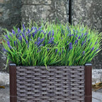 Potted Artificial Plants for Outdoor - 2 Sets Pre-Made Faux Lavender Grass in Pots Large UV Resistant Look Real for Gardens Yards Patios Paths Home Outdoor Decor