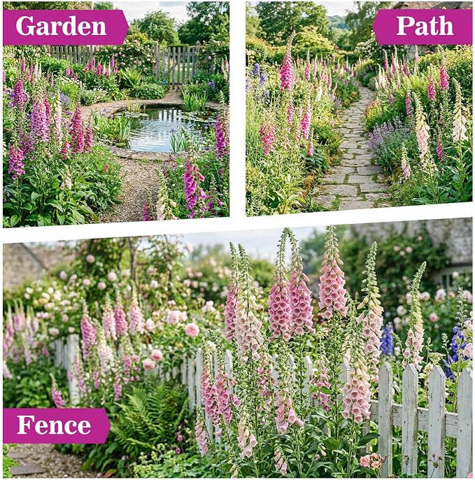 350,000+ Foxglove Seeds for Planting - Digitalis Purpurea Seeds, Tall Ornamental Flower Seeds for Outdoor Cottage and Pollinator Gardens