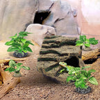 GOZILLA Silk Fish Tank Plants,Reptile Artificial Plant,Reptile Plants for Terrarium,Aquarium Decorations Accessories Set,Resin Pedestal Silk Aquarium Plant for Fish Tank.(4PCS/B-Set)