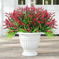 Faux Flowers for Outdoor Planters – 20 Bundles Fake Plants Outdoor, UV Resistant Artificial Plants & Flowers with Fake Monkey Grass, Faux Outdoor Plants for Porch Patio Garden Decor