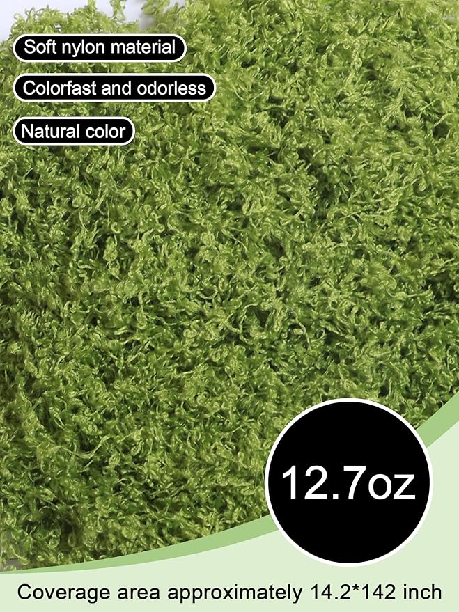 12.7oz Light Green Fake Moss Artificial Floral Moss Greenery Faux Plant for DIY Crafts Fairy Garden Pot Filler Vase Greenery Decorating Project Indoor Model Making Walls Glass Decor Forlaoers