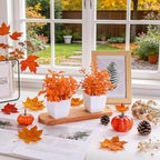 Der Rose 4 Pack Fall Fake Plants Mini Artificial Greenery Potted Plants Fall Decorations for Home Decor Indoor Office Table Room Farmhouse Bathroom Fall Decor