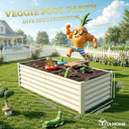 YITAHOME 6x3x3ft Large Raised Garden Bed Kit, Galvanized Metal Planter Box with Gloves, Support Rod, Outdoor Above Ground Planters for Plants Vegetables Flowers, Cream Yellow