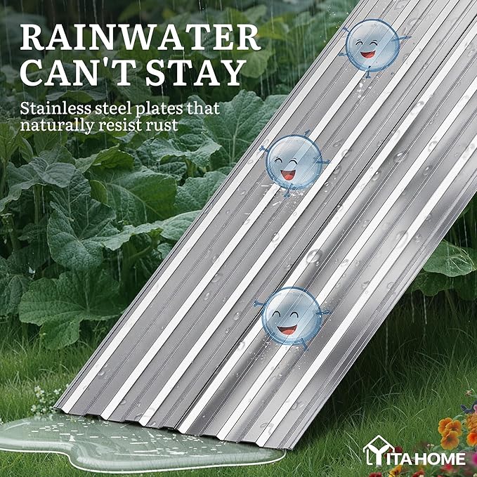YITAHOME 6x3x2ft Large Raised Garden Bed Kit, Galvanized Metal Planter Box with Gloves, Support Rod, Outdoor Above Ground Planters for Plants, Vegetables, Flowers, Silver