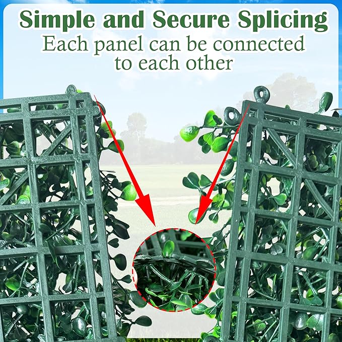 Sunnyglade 12 Pieces 20"x 20" Artificial Boxwood Panels Topiary Hedge Plant, Privacy Hedge Screen Sun Protected Suitable for Outdoor, Indoor, Garden, Fence, Backyard and Decor (12PCS)