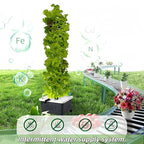 Vertical Hydroponics Growing System,Aeroponic Grow Tower for Herbs, Fruits and Vegetables 14 Layer 70 Plants Sites with Movable Water Tank Hydrating Pump, Timer, Adapter