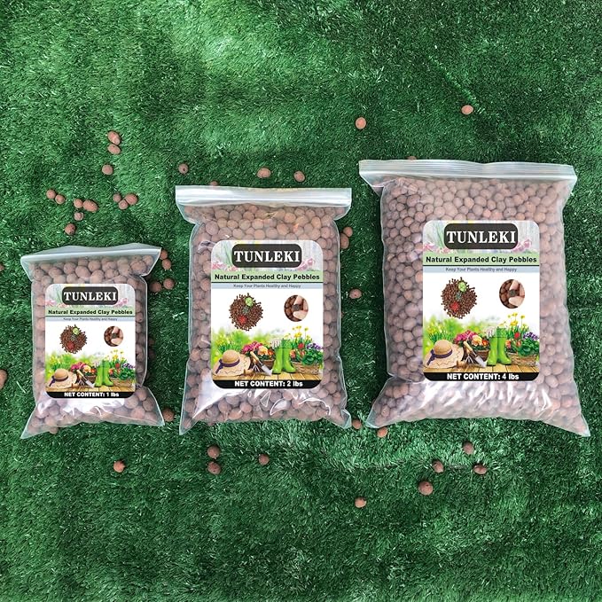 1Lbs Leca Expanded Clay Pebbles, 8-16mm Expanded Clay Aggregate, Natural Clay Pebbles for Hydroponic & Aquaponics Growing, Orchid Potting Mix, Hydroponics Supplies for Indoor Garden Plants