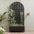 Casaphoria Metal Raised Garden Bed with Trellis and Wheels, 72"x35"x16" Arched Planter Box for Climbing Plants, Vegetables & Vines, Features Drainage Holes and Privacy Screen (Black-Brick)