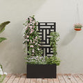 Casaphoria Metal Raised Garden Bed with Trellis, 47"x24"x12" Planter Box for Climbing Plants, Vegetables & Vines, Features Drainage Holes and Privacy Screen (Black-Helen)