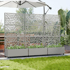 Casaphoria Metal Raised Garden Bed with Trellis and Wheels, 72"x35"x16" Planter Box for Climbing Plants, Vegetables & Vines, Features Drainage Holes and Privacy Screen, Grey-Net