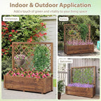 Giantex Raised Garden Bed Set 2 w/Trellis, Drainage Hole, 39”x14”x40” Wood Elevated Planter Box for Climbing Vine Flower Herb Vegetable Fruit, Planting Container for Indoor Outdoor Patio Balcony