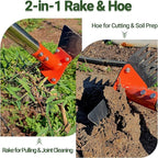 2-in-1 Garden Hoe and Weed Puller Rake, 60 Inch Adjustable Long Handle Weeding Tool Heavy Duty Spring Steel Head with Sand Texture Finish, Weed Remover for Garden, Yard, Lawn, Driveway