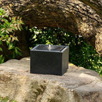 12.79” H Outdoor Water Fountain Made with Eco-Friendly Recyclable Materials, Polyethylene Square Bubbler Outdoor Fountain, Garden Decor with LED Light for Patio, Porch, Backyard
