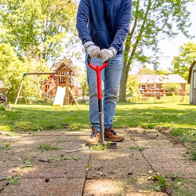 Root Slayer 22611 Serrated Garden Edger for Landscaping, Soil Cutting, and Clean Lawn Borders, Steel Tool, Red