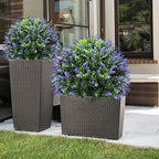 Artificial Lavender Topiary Ball Trees (2-Pack) - 30" UV Resistant Fake Plants with Ground Spike for Indoor & Outdoor Use, Front Porch, Garden Decor