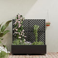 Casaphoria Metal Raised Garden Bed with Trellis and Wheels, 47"x47"x16" Planter Box for Climbing Plants, Vegetables & Vines, Features Drainage Holes and Privacy Screen (Black-Parallel)