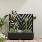 Casaphoria Metal Raised Garden Bed with Trellis and Wheels, 47"x47"x16" Planter Box for Climbing Plants, Vegetables & Vines, Features Drainage Holes and Privacy Screen (Black-Parallel)
