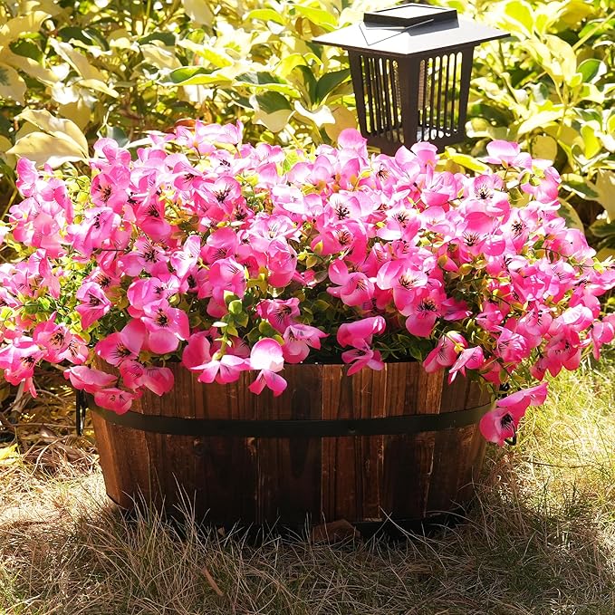 Artificial Flowers for Outdoor, UV Resistant Fake Silk Pansies Flowers, Realistic Faux Plants for Outside Indoor Porch Patio Window Box Planter Home Decor (16, Pink)