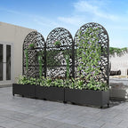Casaphoria Metal Raised Garden Bed with Trellis and Wheels, 72"x35"x16" Arched Planter Box for Climbing Plants, Vegetables & Vines, Features Drainage Holes and Privacy Screen (Black-Net)