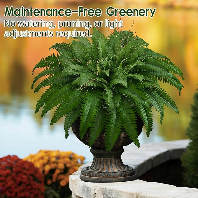 42In Artificial Boston Ferns Bush, Set of 2 Large Faux Ferns Plants, 79 Branches Fake Ferns for Home Living Room Decor, Indoor and Outdoor.
