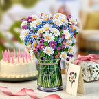 Freshcut Paper Pop Up Cards, Field of Daisies, 12 Inch Life Sized Forever Flower Bouquet 3D Popup Greeting Card, Birthday Cards, Get Well Gifts, Blank Notecard & Envelope