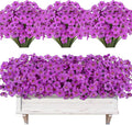 AmyHomie 20 Bundles Artificial Flowers for Outdoor Outside Spring Summer Decoration UV Resistant Faux Flowers No Fade Fake Plastic Plants Garden Porch Window Box Decorating (Purple)