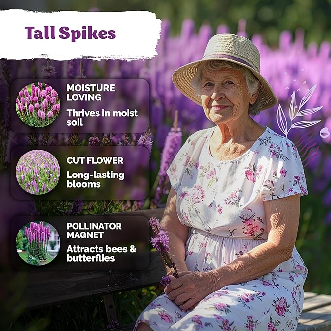 KVITER 600 Marsh Blazing Star Seeds for Planting (Liatris Spicata) – Gayfeather Dense Meadow Blazing Star Seed Packet – Heirloom Seed, Perennial Wildflower Seeds Bulk for Garden, Containers, Outdoors
