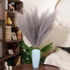 Premium Faux Grey Pampas Grass – 43.3" Tall Fluffy Neutral Decor, 8pcs 18-Branch One-Piece Stems No Assembly, Luxury Silk-Feel Feather Flowers for Modern Minimalist Scandinavian Decor,8 Stems110cm