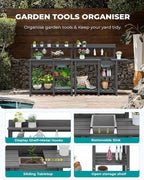 SERWALL Outdoor Potting Bench 2-Piece Set, Rot-Resistant HDPE Potting Table with Removable Sink for Outside Gardening, All-Weather Use - Gray