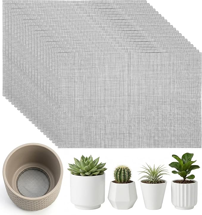 20Pcs Mesh for Plants, Black Garden Netting for Plants to Prevent Soil Leakage (11.8 x 7.8 in / 30 x 20 cm)