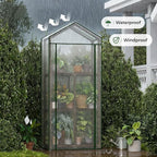 Bamworld 23 x 17 x 54-Inch Mini Greenhouses for Outdoors Portable Green House with PE Cover Sturdy Eucalyptus Wood Frame Small Greenhouse for Winter Plant Frost Protection Plant Garden Hot House