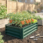 Outsunny Galvanized Raised Garden Bed, 4' x 2' x 1' Metal Planter Box, for Growing Vegetables, Flowers, Herbs, Succulents, Green