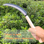 SHANFEEK Grass Sickle with Sawtooth Japanese Weeding Hoe Garden Hand Tool Weeding Tools for Garden High-Strength Steel with Solid Wood Handle (White)