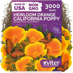 KVITER 3000 Orange California Poppy Seeds (Eschscholzia Californica) - Californian Poppy, Drought Tolerant Wildflower, Orange Flower Seed Packets - Flower Seeds for Outdoor Garden, Meadow, Cut Flowers