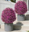 27'' Artificial Topiary Plants for Outdoor 2 Pack Artificial Topiary Trees with Stable Metal Ground Spike Fake Bushes Shrubs for Outside Garden Front Porch Landscape Walkway, Pink Eucalyptus