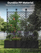 3 PCS Raised Garden Bed with Trellis & Privacy Screen, 50" w x 63" Tall Vertical Garden Planter Box for Climbing Plants - Sturdy Lightweight Outdoor Planter for Vegetables, Flowers on Patio, Balcony