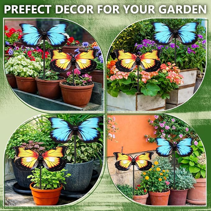 Hsei 2 Pcs Small Metal Plant Umbrella for Outdoor Butterfly Plants Shade Cover 12 Inch Garden Sunshade Disk for Potted Live Decor Provide Shelter from Blazing Sun