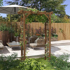 Outsunny 85" Wooden Garden Arbor for Wedding and Ceremony, Outdoor Garden Arch Trellis for Climbing Vines - Carbonized