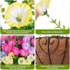 Artificial Fake Hanging Flowers Baskets for Outdoors Faux Plants Spring Outside Decor, UV Resistant Silk Morning Glory Flowers in Planter Realistic Petunias for Outdoor Porch Patio Garden Yard Home