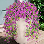 Fake Artificial Flowers for Outdoors Decoration, 2 PCS Faux UV Resistant Artificial Outdoor Flowers, Fake Hanging Plants Look Real Daisy No Fade Spring Decor for Porch Home Patio Balcony and Yard